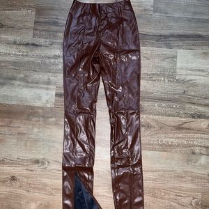 Faux Leather High Waste Slit Hem Pants, Never Been Worn